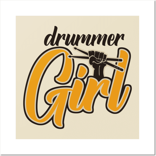 Drummer Girl Retro Wall Art by Issho Ni